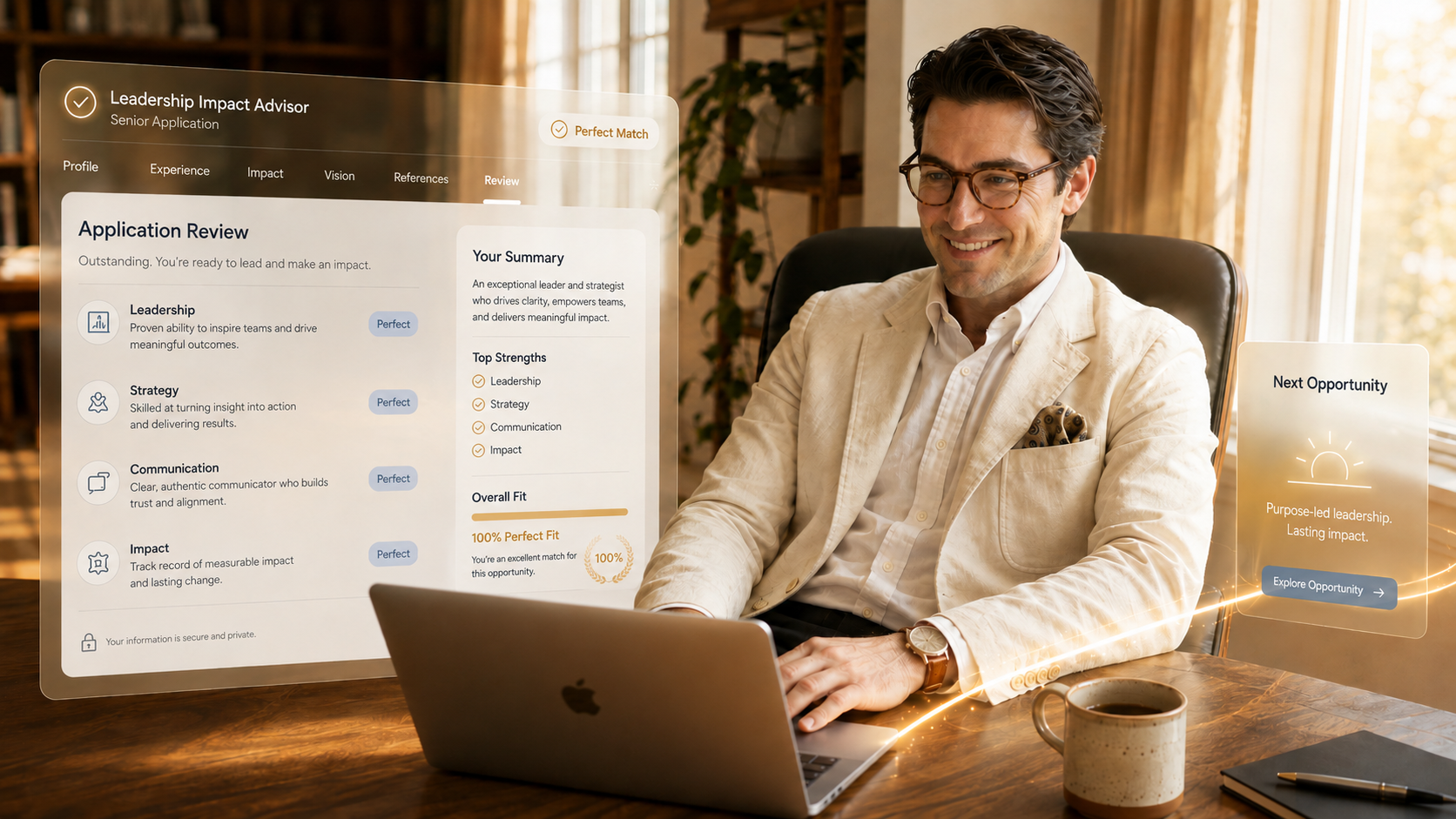 Candidate reviewing a clear application assessment